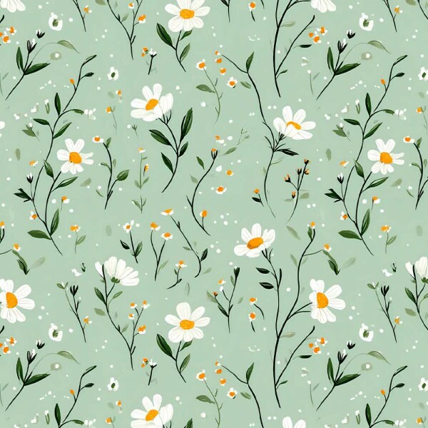 TRICOLINE 100% ALGODÃO DIGITAL  - PATAQUADA - FLORAL MARGARIDAS