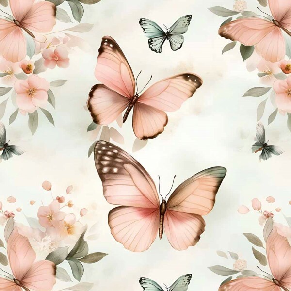 BS - TRICOL. COLEÇÃO SPRING BLUSH - BORBOLETAS - 100% ALGODÃO - 01933/001