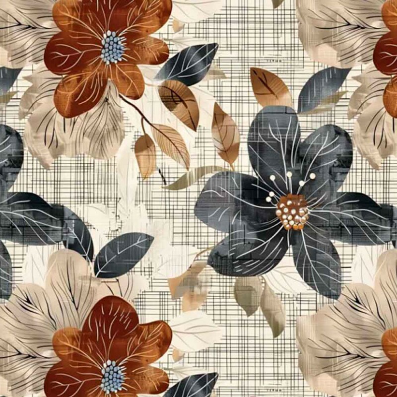 MI25 - TRICOL. EST. DIGITAL 100% ALGODAO - COLEÇÃO LINHAS FLORAL GRANDE