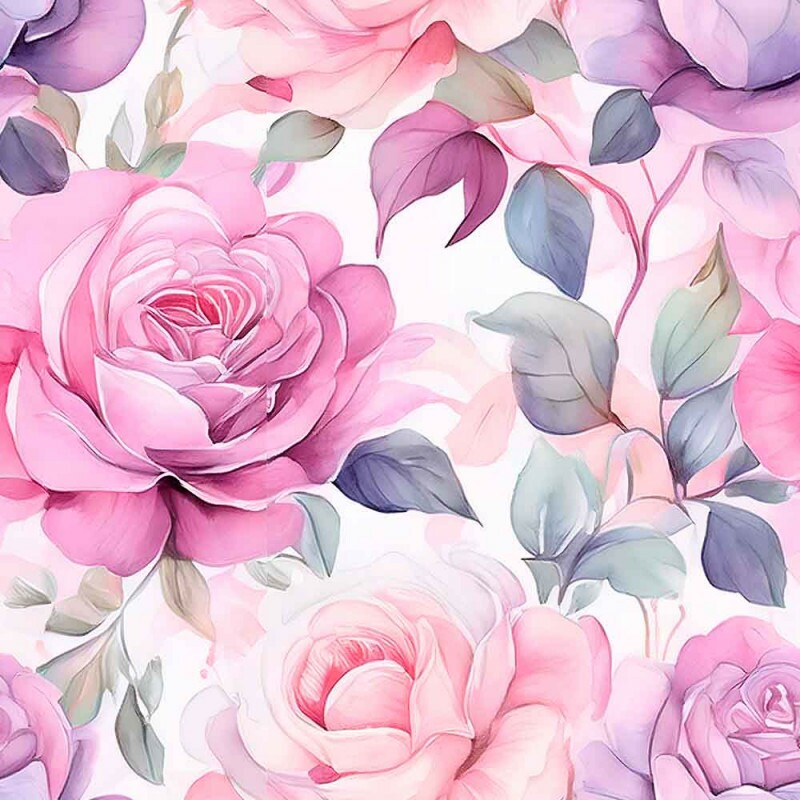 JL25 - TRICOLINE 100% ALGODÃO DIGITAL  -COLEÇÃO WATERCOLOR -ROSAS