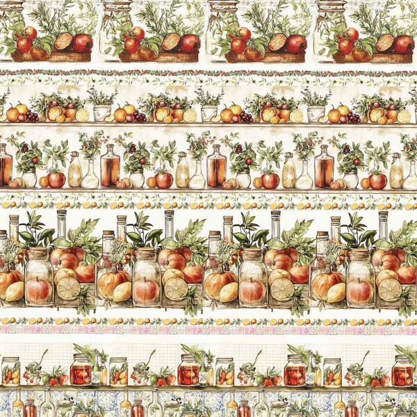 MG25 - TRICOLINE 100% ALGODÃO DIGITAL  -COLEÇÃO VINTAGE KITCHEN - BARRADO 99623/001