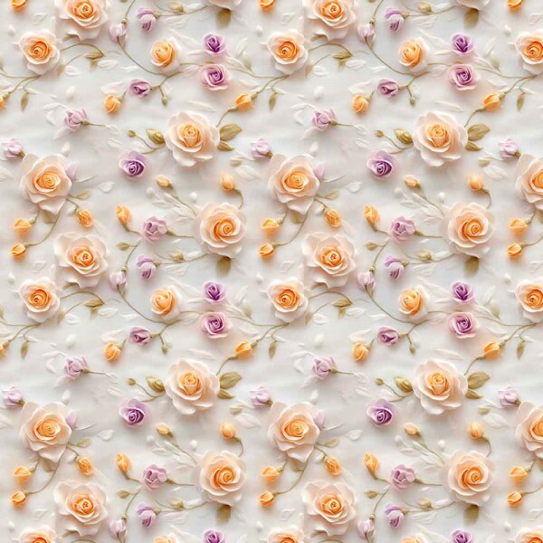 ST25 - TRICOL. ORANGE PURPLE - FLORES PETALAS - 100% ALGODÃO - 01040/001