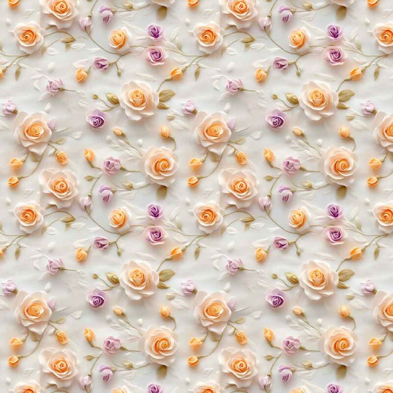 ST25 - TRICOL. ORANGE PURPLE - FLORES PETALAS - 100% ALGODÃO - 01040/001