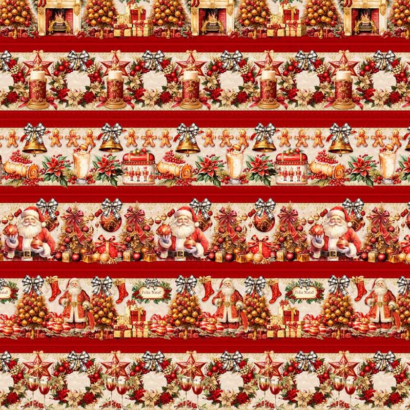 JN26 - TRICOL. COLEÇÃO BARRADOS NATAL - BARRADO VERMELHO DECORAÇÃO - 100% ALGODÃO 98012-001