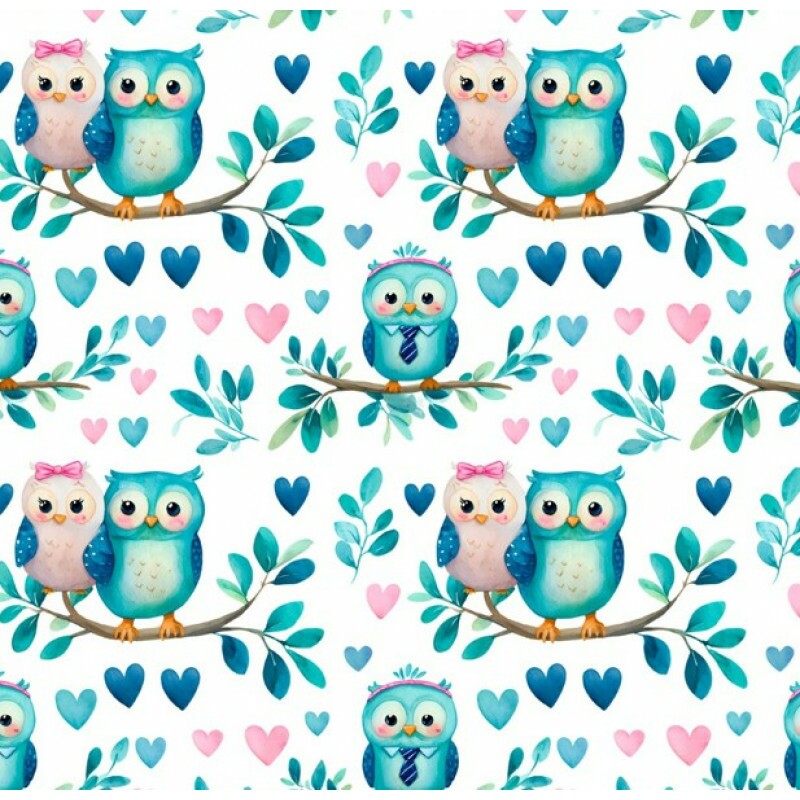 MR26 - TRICOL. COLEÇÃO CORUJICES - CASAL DE CORUJA - 100% ALGODÃO - A1188-001