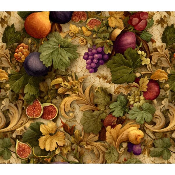 MR26 - SARJA HIDRORREPELENTE - COLEÇÃO BAROQUE - FRUTAS FUNDO CLARO - 100% ALGODÃO - A1349-001