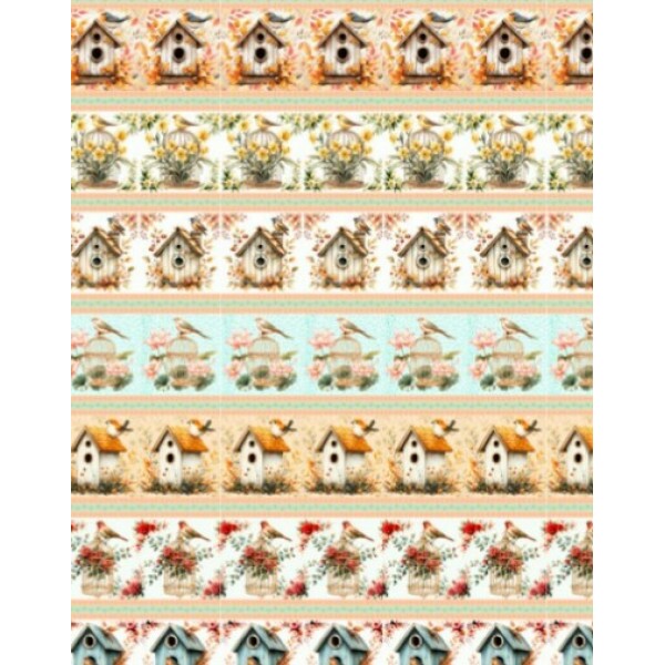 MR26 - TRICOL. COLEÇÃO CEU DE PASSARINHOS - BARRADO - 100% ALGODÃO - A1806-001