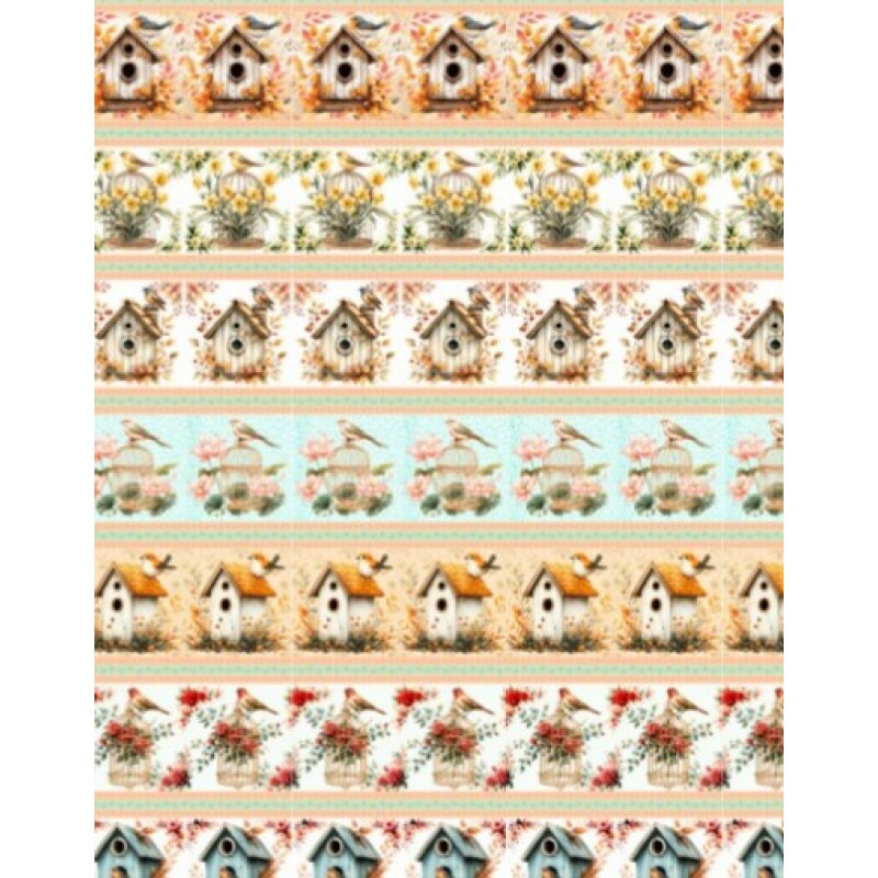 MR26 - TRICOL. COLEÇÃO CEU DE PASSARINHOS - BARRADO - 100% ALGODÃO - A1806-001