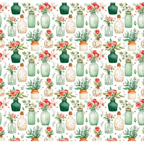 MR26 - TRICOL. COLEÇÃO CUTE GIRLS - VASOS DE FLOR - 100% ALGODÃO -  - A2061-001