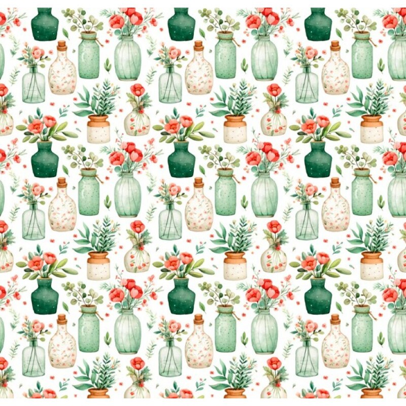 MR26 - TRICOL. COLEÇÃO CUTE GIRLS - VASOS DE FLOR - 100% ALGODÃO -  - A2061-001