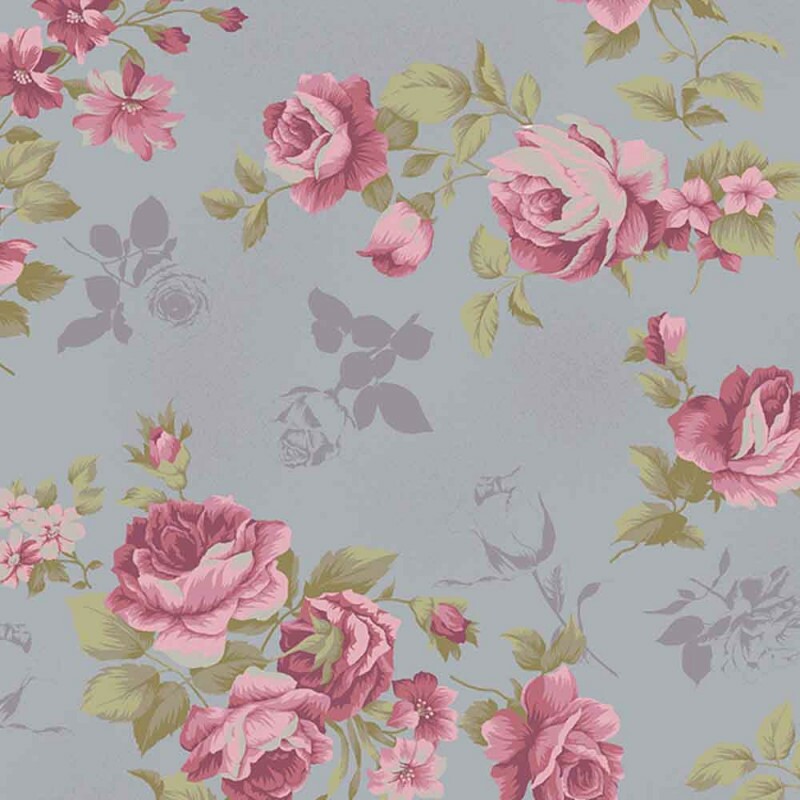 COLEÇÃO DIGITAL -  MILLYTA-LA VIE EN ROSE-ROSAS C/ TEXTURA - CINZA - ( E8912 ) - P