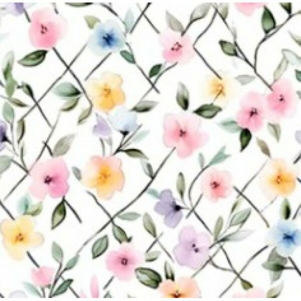 OT25 - TRICOL. COLEÇÃO BLACK BIRD - FLORAL TRELIÇA 100% ALGODÃO 01901/001