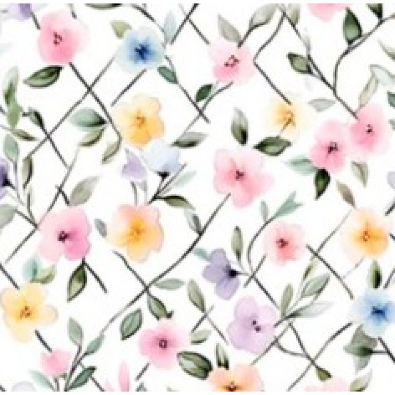 OT25 - TRICOL. COLEÇÃO BLACK BIRD - FLORAL TRELIÇA 100% ALGODÃO 01901/001