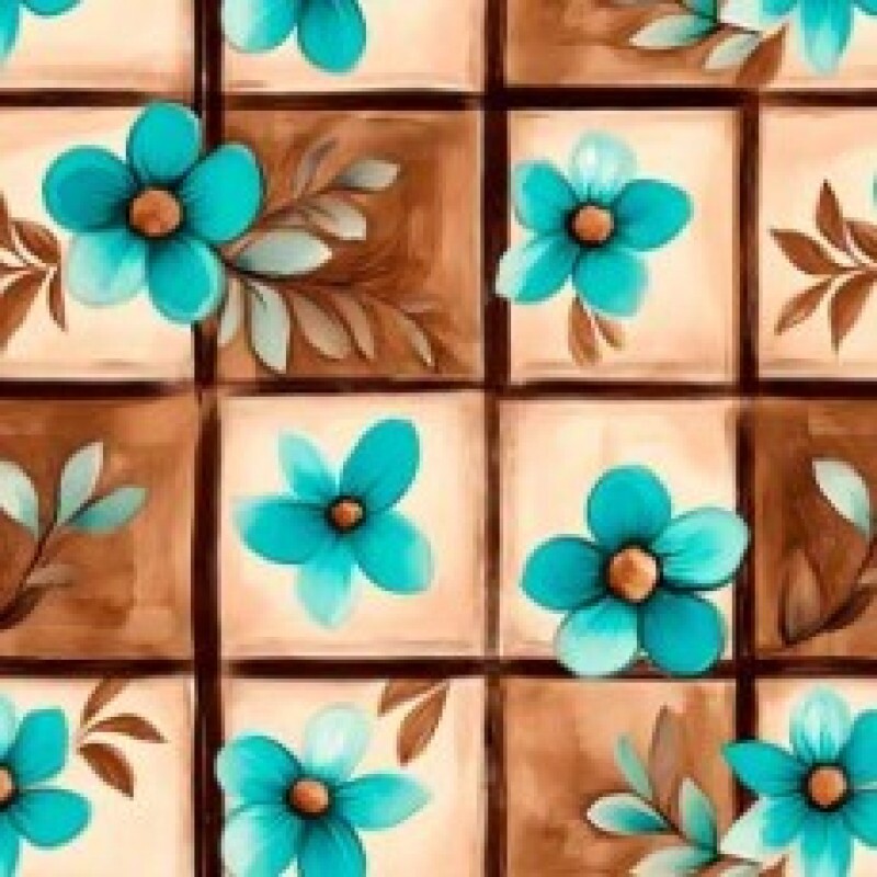 OT25 - TRICOL. COLEÇÃO TURQUOISE - FLORAL FD QUADRADO - 100% ALGODÃO 02006/001