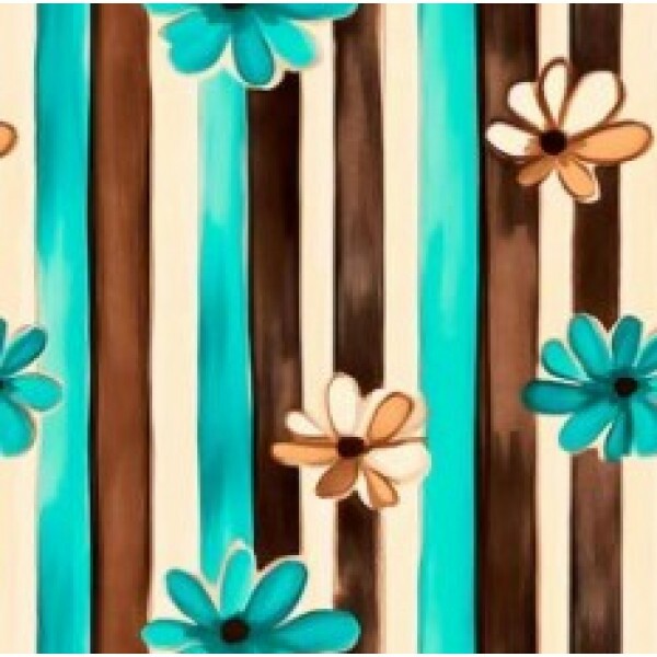 OT25 - TRICOL. COLEÇÃO TURQUOISE - FLORAL COM LISTRAS - 100% ALGODÃO 02008/001