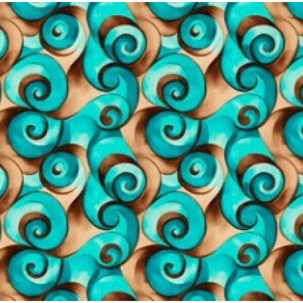 OT25 - TRICOL. COLEÇÃO TURQUOISE - ONDAS - 100% ALGODÃO 02010/001