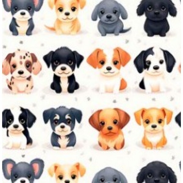 OT25 - TRICOL. COLEÇÃO DOGS - CACHORROS PUPPIES - 100% ALGODÃO - 01037/001