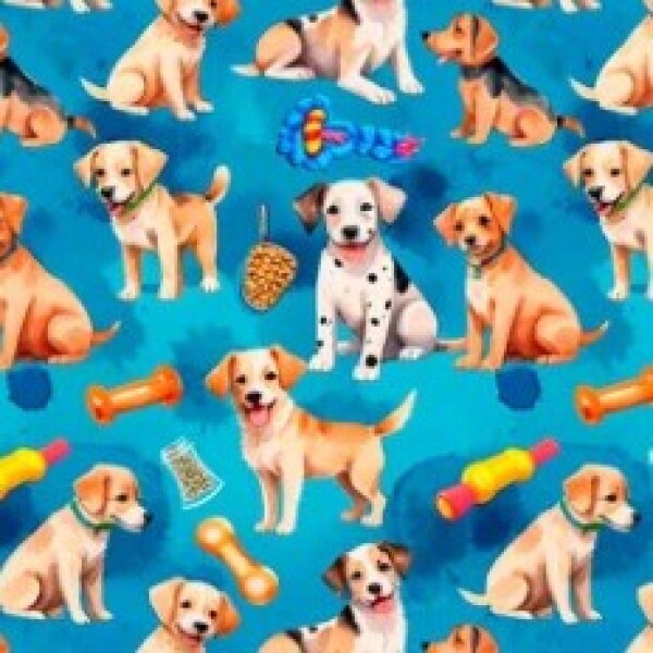 OT25 - TRICOL. COLEÇÃO DOGS - CACHORROS E BRINQUEDOS - 100% ALGODAO - 01038/001