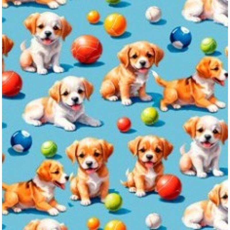 OT25 - TRICOL. COLEÇÃO DOGS - CACHORROS  E BOLAS - 100% ALGODAO - 01039/001