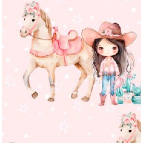 OT25 - TRICOL. COLEÇÃO COUNTRY INFANTIL - MENINA E CAVALO - 100% ALGODÃO 03106/001