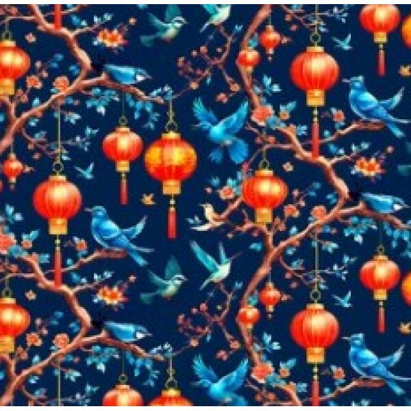 OT25 - TRICOL. COLEÇÃO TESOUROS DO ORIENTE - LUMINARIAS AZUL - 100% ALGODÃO 03267/001