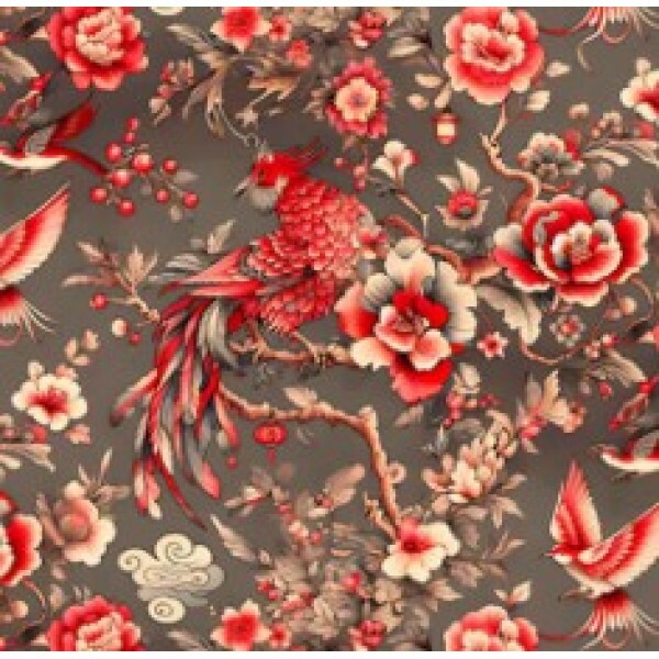 OT25 - TRICOL. COLEÇÃO TESOUROS DO ORIENTE - FLORAL E PASSAROS - 100% ALGODÃO 03261/001