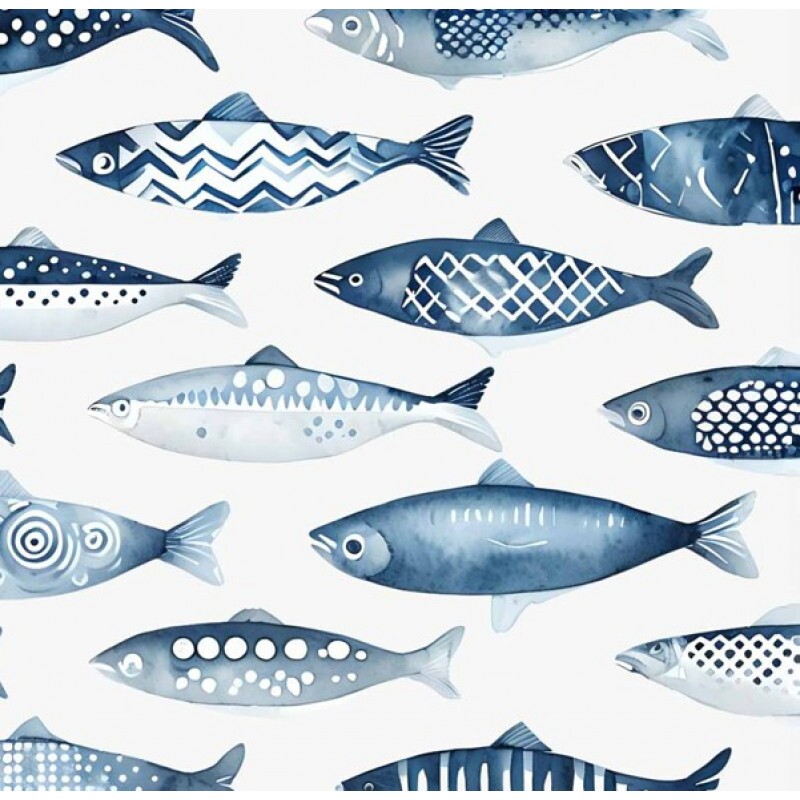 NV25 - TRICOLINE -  COLEÇÃO SARDINHAS - SARDINHAS AZUIS -  100% ALGODÃO - A0249-001