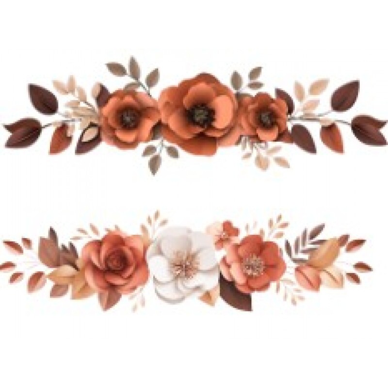 TRANSFER TEXTIL PASSE E CRIE - BARRADO DE FLORES TERRACOTA E BRANCAS II