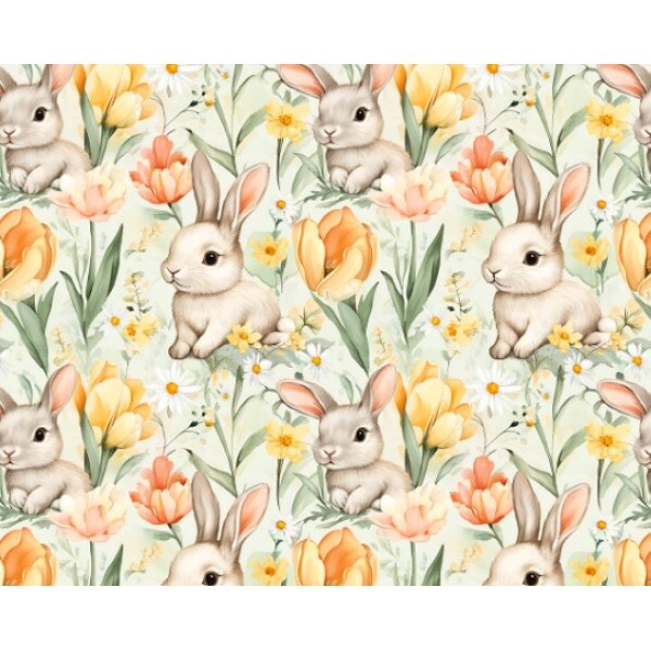 DZ25 - TRICOL. COLEÇÃO PASCOA 2026 - COELHOS E FLORES - 100% ALGODÃO 04170-001