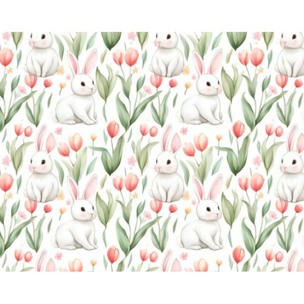 DZ25 - TRICOL. COLEÇÃO PASCOA 2026 - COELHOS COM TULIPAS ROSA - 100% ALGODÃO 04169-001