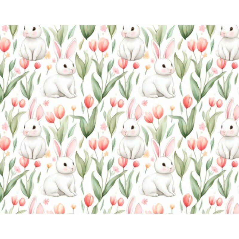 DZ25 - TRICOL. COLEÇÃO PASCOA 2026 - COELHOS COM TULIPAS ROSA - 100% ALGODÃO 04169-001