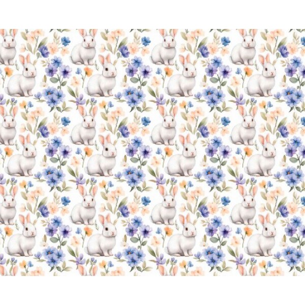 DZ25 - TRICOL. COLEÇÃO PASCOA 2026 - COELHOS COM FLORES LAVANDA - 100% ALGODÃO 04187-001