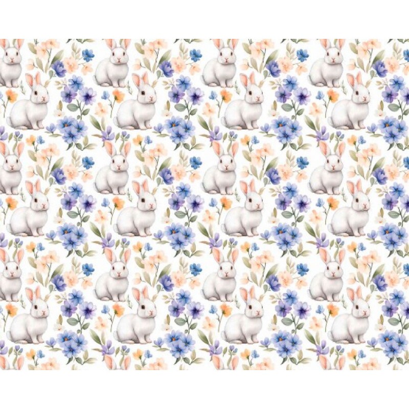 DZ25 - TRICOL. COLEÇÃO PASCOA 2026 - COELHOS COM FLORES LAVANDA - 100% ALGODÃO 04187-001