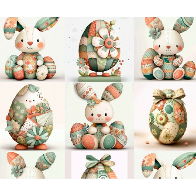 DZ25 - TRICOL. COLEÇÃO PASCOA 2026 - COELHOS E OVOS EM QUADROS - 100% ALGODÃO 04967-001