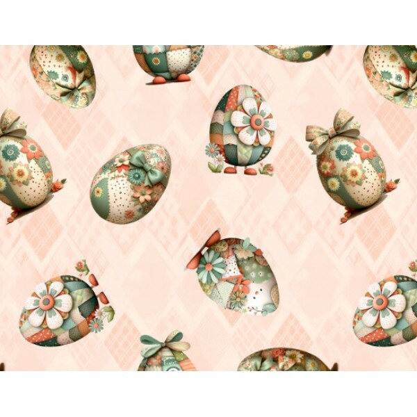 DZ25 - TRICOL. COLEÇÃO PASCOA 2026 - OVOS FUNDO SALMÃO - 100% ALGODÃO 04972-001