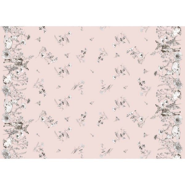 SARJA HIDRORREPELENTE PÁSCOA 2026  - STORIA STAMPA BARRADO SILVESTRE ROSA - 100% ALGODÃO - A0656-001