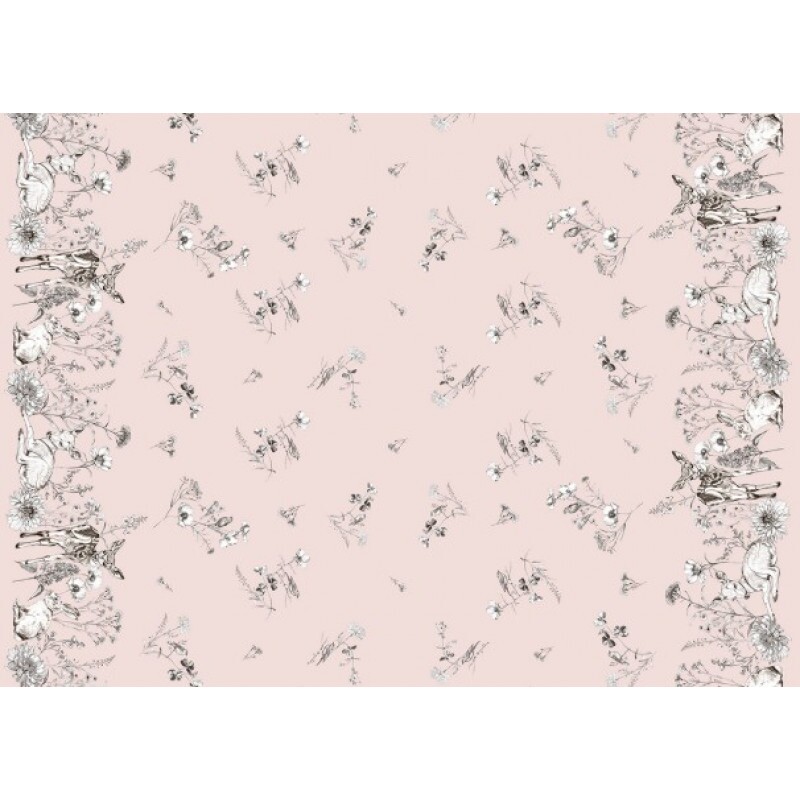 SARJA HIDRORREPELENTE PÁSCOA 2026  - STORIA STAMPA BARRADO SILVESTRE ROSA - 100% ALGODÃO - A0656-001