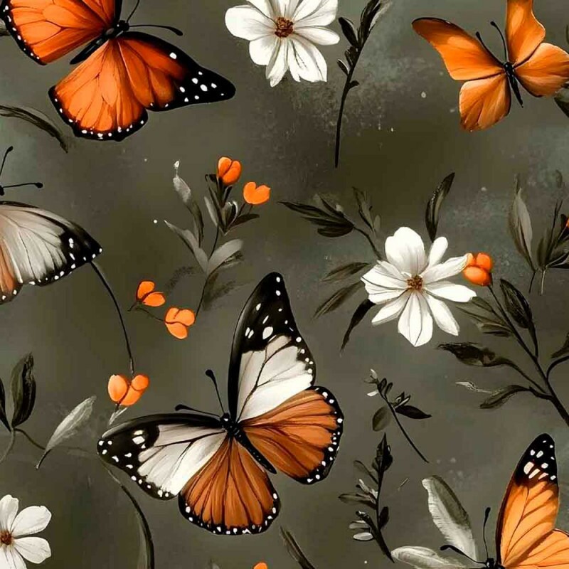 ST25 -TRICOL. COLEÇÃO AMBER WINGS - BORBOLETAS GRANDES - 100% ALGODÃO 01939/001