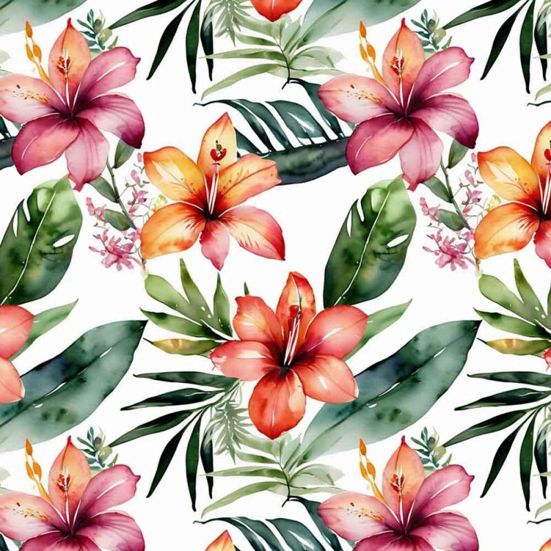 BS - TRICOL. COLEÇÃO TROPICAL - HIBISCO FUNDO CLARO - 100% ALGODÃO 01877/001