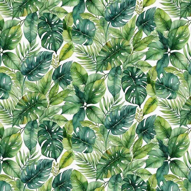 BS - TRICOL. COLEÇÃO TROPICAL - FOLHAGEM FUNDO CLARO - 100% ALGODÃO 01876/001