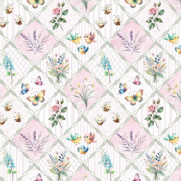 BS - TRICOL. COLEÇÃO PROVENCE BABY - TRELIÇAS FLORES E ANIMAIS 100% ALGODÃO 02012/001