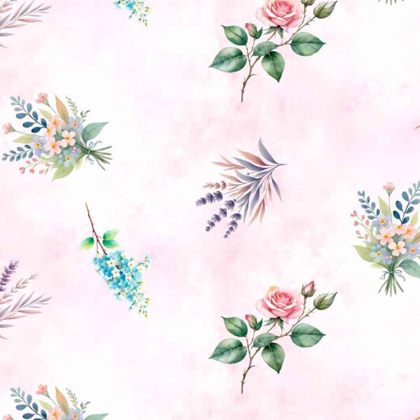 BS - TRICOL. COLEÇÃO PROVENCE BABY - FLORAL ESPAÇADO FD ROSA 100% ALGODÃO 02015/001