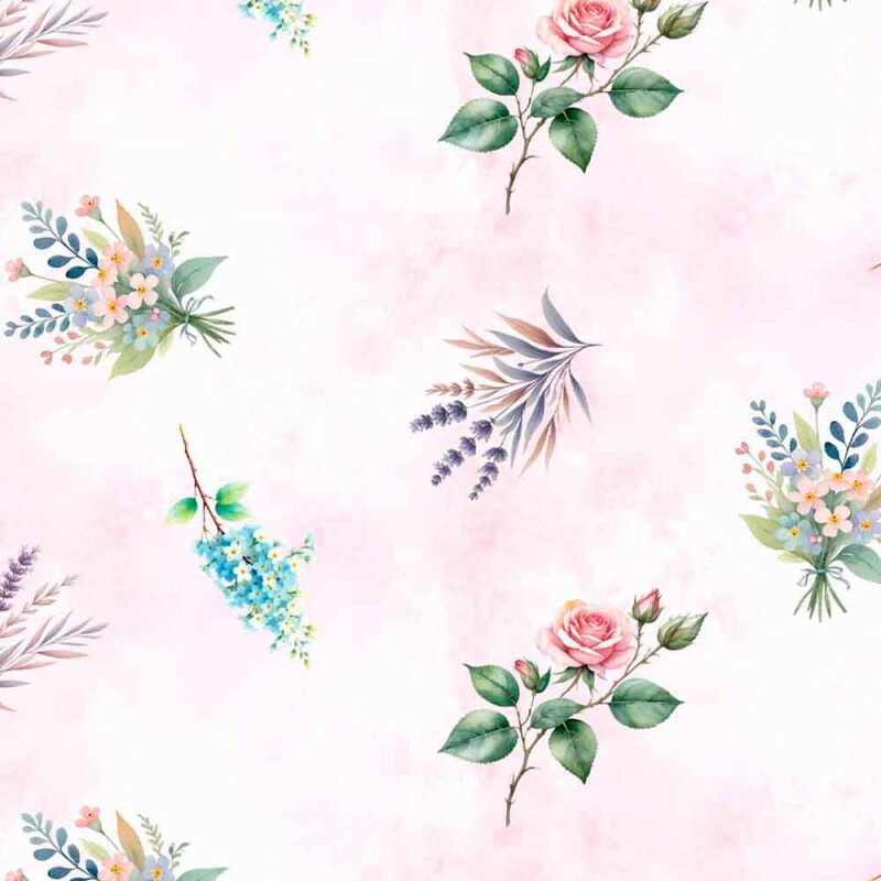 BS - TRICOL. COLEÇÃO PROVENCE BABY - FLORAL ESPAÇADO FD ROSA 100% ALGODÃO 02015/001