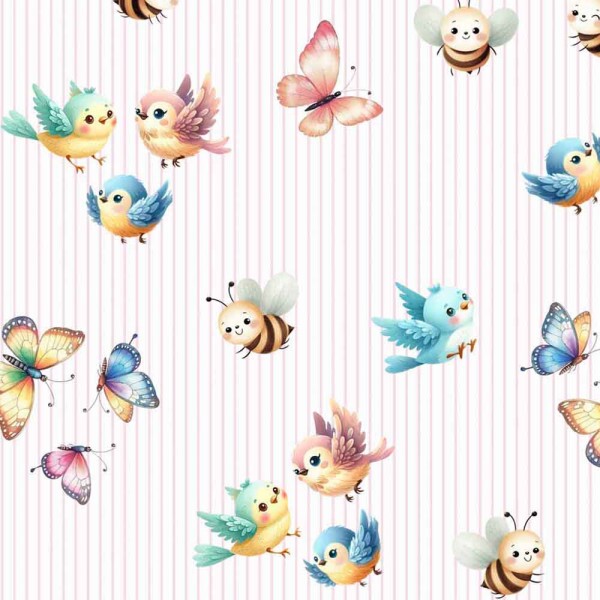 BS - TRICOL. COL. PROVENCE BABY - BORBOLETA/PASSARINHO/ABELHA - 100% ALGODÃO 02013/001