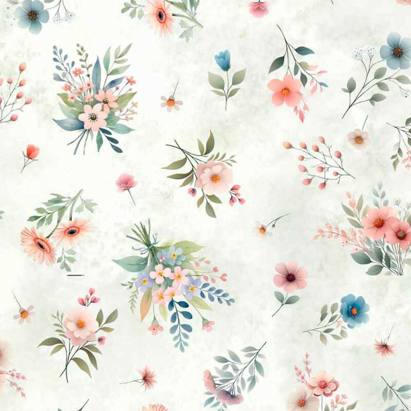 BS - TRICOL. COLEÇÃO PROVENCE BABY - FLORAL MENOR FUNDO VERDE 100% ALGODÃO 02016/001